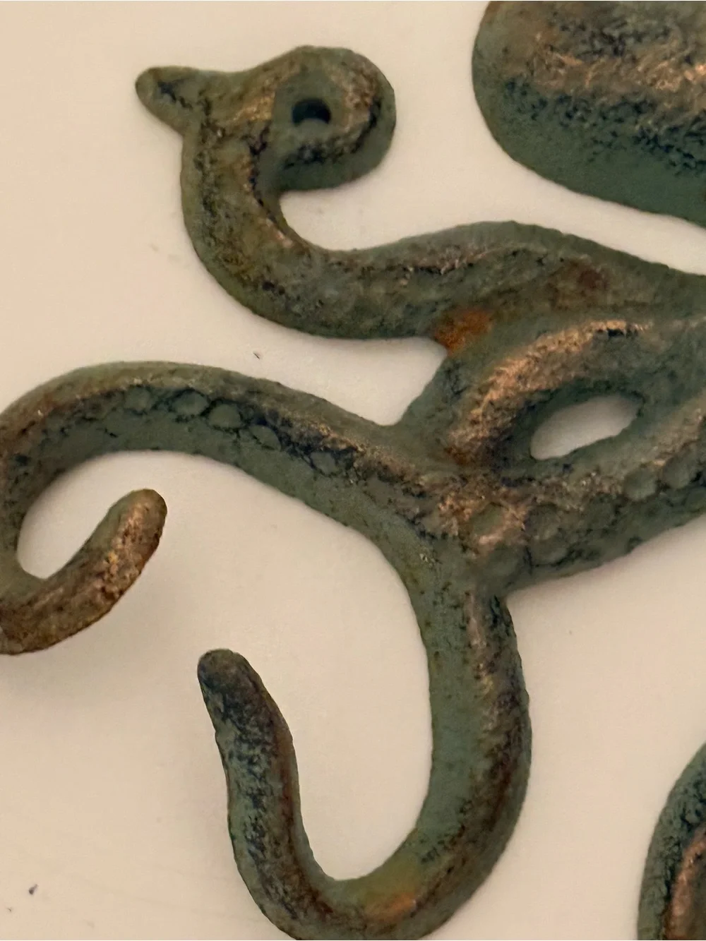 Decorative Cast Iron Octopus Wall Hook in Weathered Teal Coastal Beach